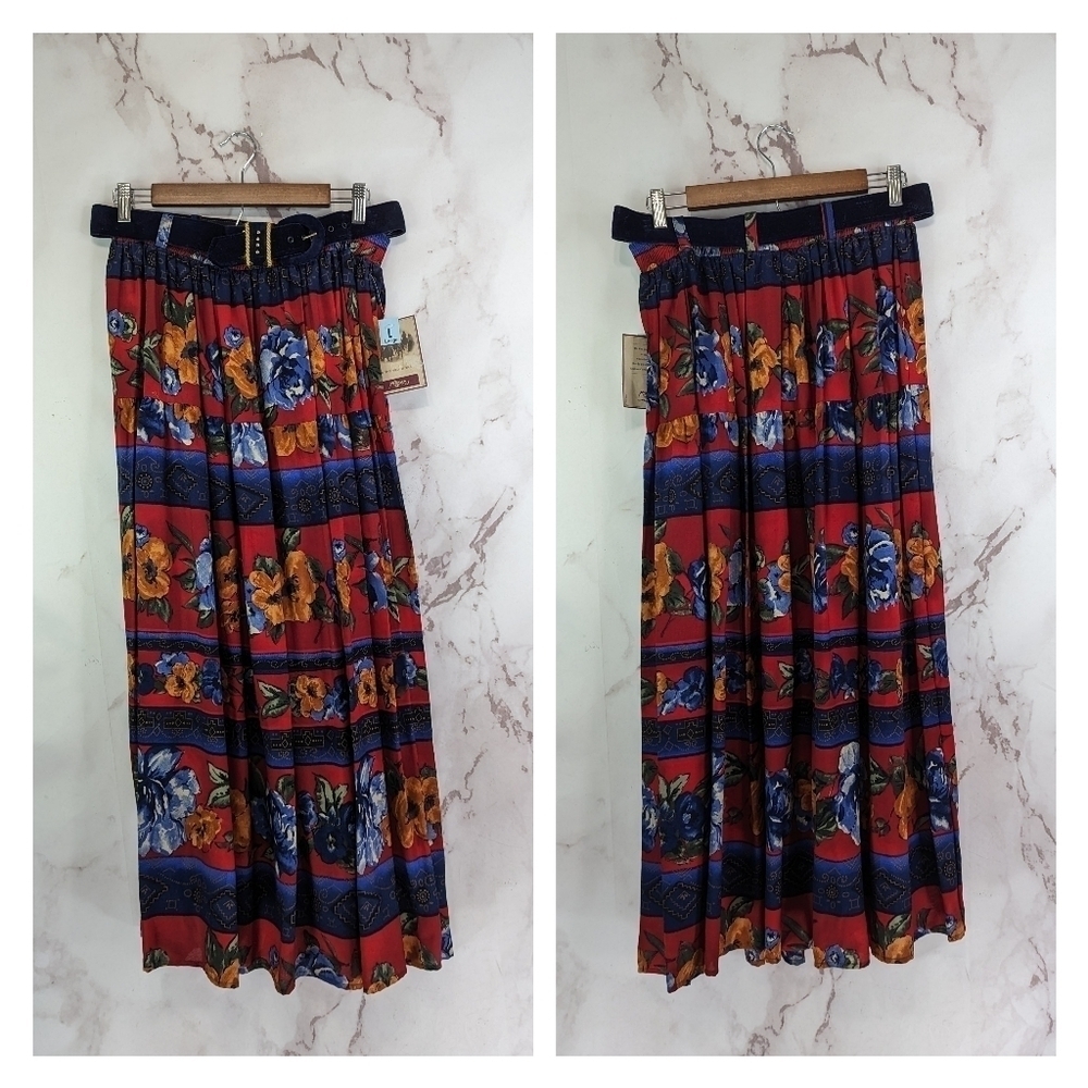 Vintage Roper Skirt Set Womens Large Button Midi Maxi Prairie Floral Western - Picture 16 of 16